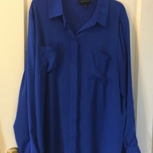 Lane Bryant Cobalt Blue button front blouse